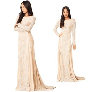White lace long sleeve maxi dress